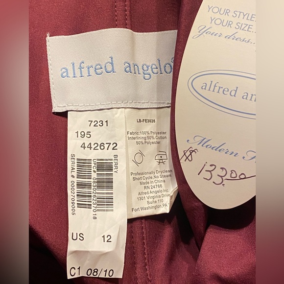 NEW Alfred Angelo Berry 7231 Purple Sweetheart Strapless Bridesmaid Dress 12 - Picture 5 of 7